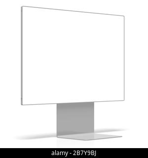 Monitor senza marchio 3D con schermo vuoto su sfondo bianco, ottimo come modello Foto Stock