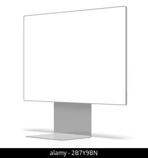 Monitor senza marchio 3D con schermo vuoto su sfondo bianco, ottimo come modello Foto Stock