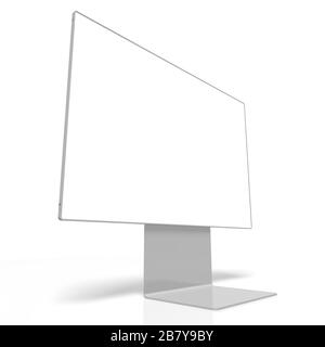 Monitor senza marchio 3D con schermo vuoto su sfondo bianco, ottimo come modello Foto Stock