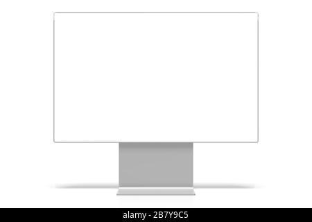 Monitor senza marchio 3D con schermo vuoto su sfondo bianco, ottimo come modello Foto Stock