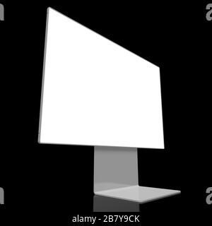 Monitor senza brandless 3D con schermo vuoto su sfondo nero, ottimo come modello Foto Stock