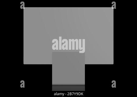 Monitor senza marchio 3D su sfondo nero - vista posteriore - ottimo come modello Foto Stock