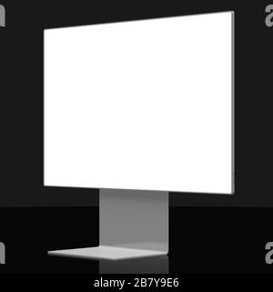Monitor senza brandless 3D con schermo vuoto su sfondo nero, ottimo come modello Foto Stock