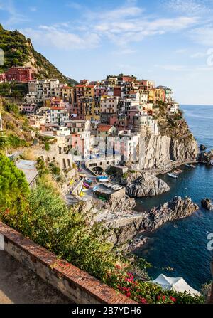 Zona di Riomaggiore, nel Parco Nazionale delle cinque Terre, Italia. Foto Stock