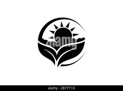 Logo Farm House Concept. Etichetta per i prodotti naturali dell'azienda. Logotipo nero isolato su sfondo bianco. Illustrazione Vettoriale