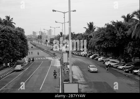 Marine Drive, Netaji Subhash Chandra Bose Road, Chowpatty, Girgaon, Bombay, Mumbai, Maharashtra, India, Asia Foto Stock