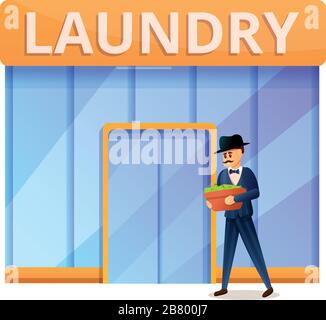 Ricco uomo in lavanderia icona. Cartoon di uomo ricco in lavanderia icona vettoriale per web design isolato su sfondo bianco Illustrazione Vettoriale