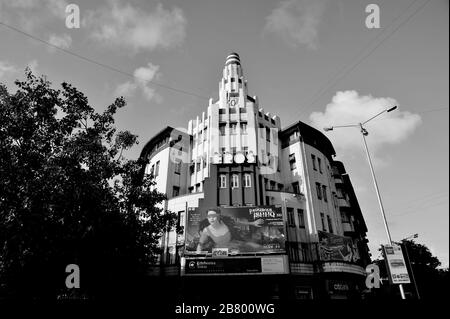 Eros Cinema Art Deco Building, Churchgate, Bombay, Mumbai, Maharashtra, India, Asia Foto Stock