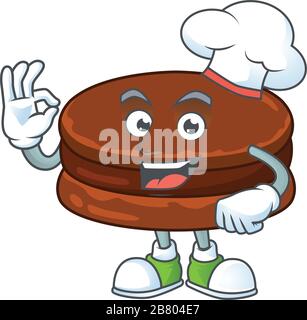 Un'immagine del carattere cartoon al cioccolato che indossa il cappello bianco dello chef Illustrazione Vettoriale