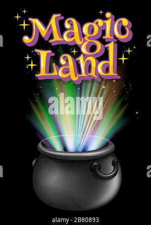 Font design per terra magica di parola con illustrazione di birra magica Illustrazione Vettoriale