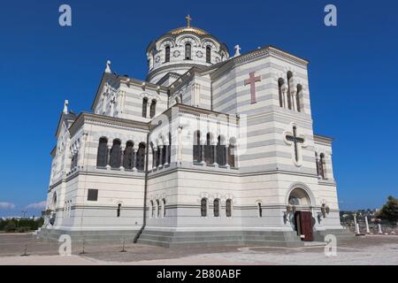 Sevastopol, Crimea, Russia - 26 luglio 2019: Cattedrale di San Vladimir a Tauric Chersonesos, Sevastopol, Crimea Foto Stock