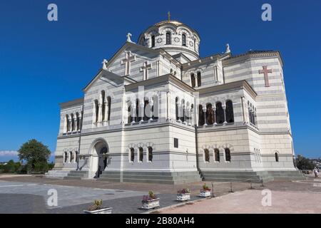 Sevastopol, Crimea, Russia - 26 luglio 2019: Cattedrale di Vladimir a Tauric Chersonesos, la città di Sevastopol, Crimea Foto Stock