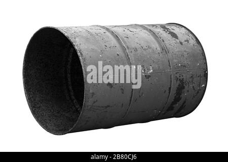 Barile olio nero o scuro vecchio isolato su sfondo bianco Foto Stock