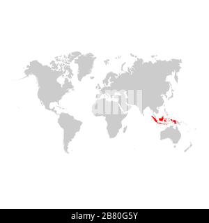 Indonesia sulla mappa del mondo Illustrazione Vettoriale