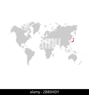 Il Giappone sulla mappa del mondo Illustrazione Vettoriale