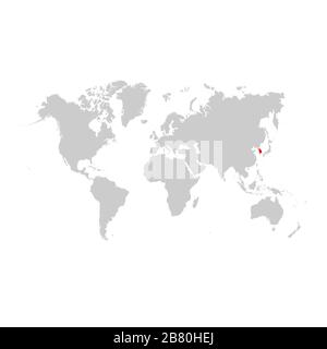 La Corea del Sud sulla mappa del mondo Illustrazione Vettoriale