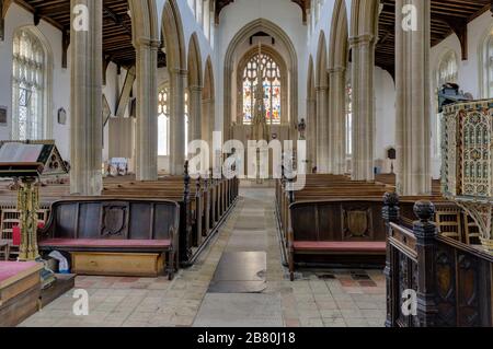 L'interno della chiesa di St Edmund, Southwold, Suffolk, Regno Unito; un edificio classificato di grado i risalente al 15th secolo. Foto Stock