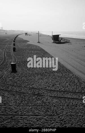 La mattina presto sulla spiaggia di Santa Monica Foto Stock