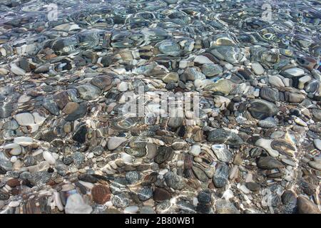 Dettagli cristallini a Cala Luna in Sardegna. Foto Stock