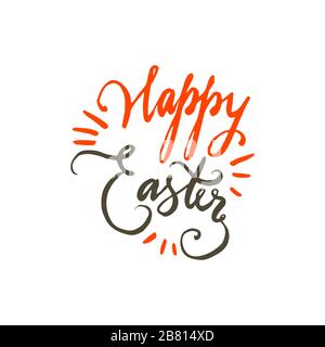 Buona Pasqua, auguri scritti a mano. Design vettoriale isolato per carte regalo e inviti Illustrazione Vettoriale