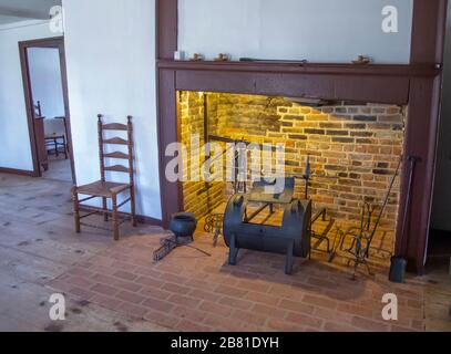 Interno del luogo di nascita di John Adams in Quincy Massachusetts Foto Stock