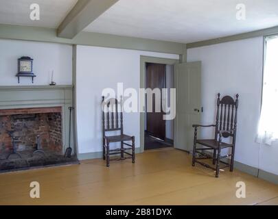 Interno del luogo di nascita di John Adams in Quincy Massachusetts Foto Stock