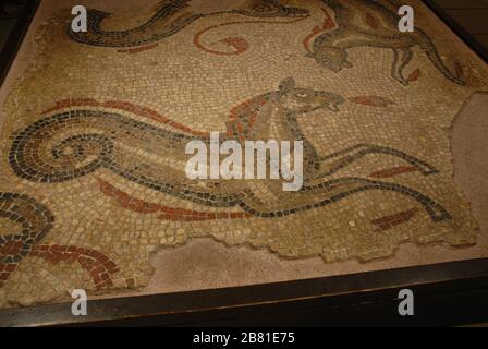 Mosaici di Aquae Sulis; bagni Romani, Abbazia di Yard, Bath, North East Somerset Consiglio. Regno Unito (Regno Unito). Foto: © Rosmi Duaso/fototextbcn Foto Stock