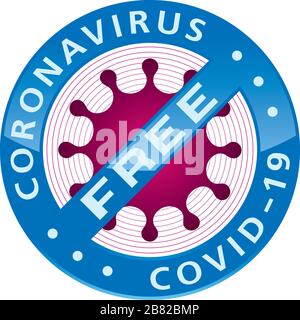 Badge CORONAVIRUS COVID-19 GRATUITO. Icona del vettore Virusfree. Illustrazione Vettoriale