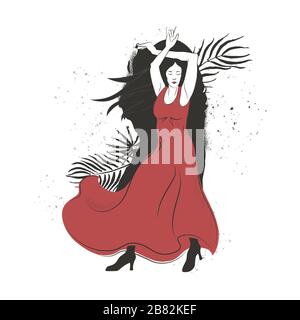 Illustrazione vettoriale del flamenco in stile Corrida. Illustrazione Vettoriale