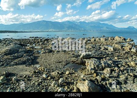 Vista della costa a Kaikoura, Dunedin, South Island, Nuova Zelanda Foto Stock