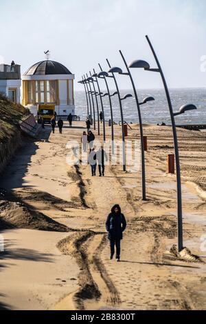 Strandpromenade, Musikpavillon, Borkum, Insel, Ostfriesland, Winter, Jahreszeit, Herbst, Niedersachsen, Deutschland, Foto Stock