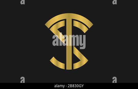 TS, ST Letter Logo Design con grafica creativa moderna e trendy e logo monogramma. Illustrazione Vettoriale