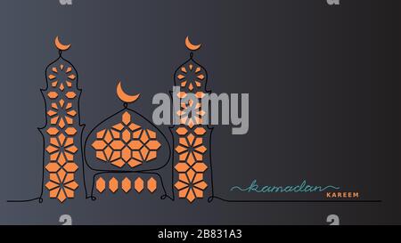 Ramadan kareem notte scuro vettore sfondo, carta. Illustrazione Vettoriale