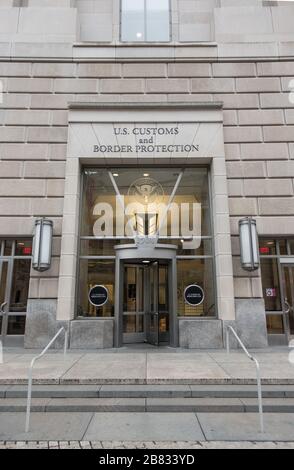 U.S. Custom and Border Protection, alias CBP, ingresso sede centrale, Washington, DC. Foto Stock