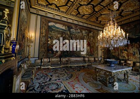 La sala di ricevimento di Pope's Apartments.Fontainebleau Palace.Chateau de Fontainebleau.Seine-et-Marne.France Foto Stock