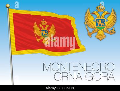 Montenegro bandiera nazionale ufficiale, Europa, illustrazione vettoriale Illustrazione Vettoriale