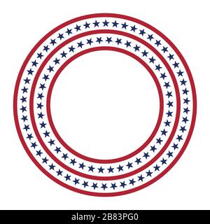Stati Uniti d'America star disegno vettoriale cornice rotonda. American cerchio patriottica confine con stelle e strisce di pattern. Illustrazione Vettoriale