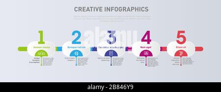 Tempistiche aziendali. Elementi della cronologia infografica e passaggi per raggiungere l'obiettivo. Concetto di marketing della roadmap aziendale. Illustrazione Vettoriale