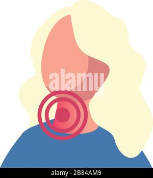 cartoon donna con icona gola irritata su sfondo bianco, icona stile piatto, illustrazione vettoriale Illustrazione Vettoriale