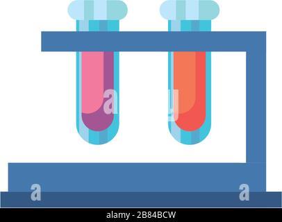 provette sull'icona del supporto su sfondo bianco, stile piatto, illustrazione vettoriale Illustrazione Vettoriale