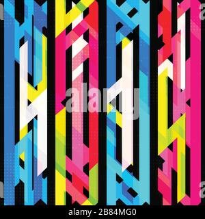 motivo al neon luminoso senza cuciture con effetto grunge Illustrazione Vettoriale