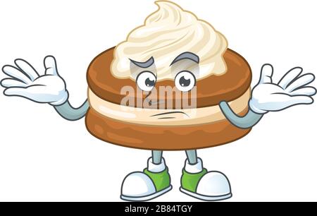 Un'immagine di smirking color crema alfajor bianco stile cartoon carattere di design Illustrazione Vettoriale