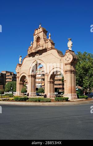 Vedi jdella Puerta de Estepa - porta della città, Antequera, Spagna. Foto Stock