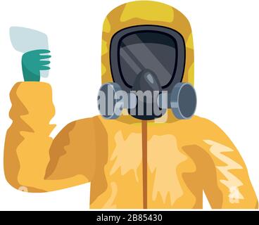 uomo con carattere di tuta a rischio biologico Illustrazione Vettoriale