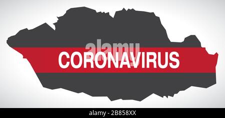 Vale of Glamorgan WALES Mappa della zona principale del Regno Unito con l'illustrazione di avvertimento di Coronavirus Illustrazione Vettoriale