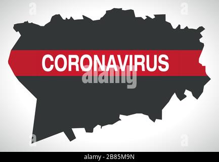 Antrim e Newtownabbey IRLANDA DEL NORD mappa del distretto con Coronavirus avvertimento Illustrazione Vettoriale