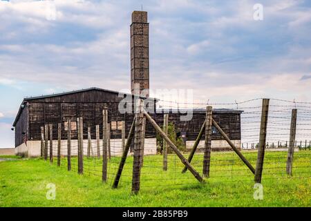 Lublino, Lubelskie / Polonia - 2019/08/17: Ricostruito crematorio di Majdanek KL Lublino Nazis campo di concentramento e sterminio Foto Stock