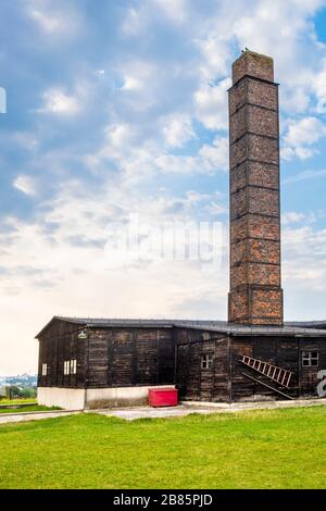 Lublino, Lubelskie / Polonia - 2019/08/17: Ricostruito crematorio di Majdanek KL Lublino Nazis campo di concentramento e sterminio Foto Stock