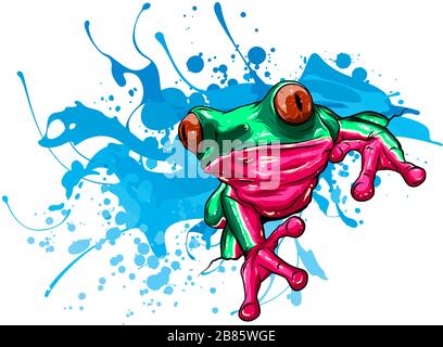 Animali rana rossa con fiore illustrazione vettoriale Illustrazione Vettoriale