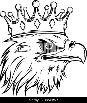 Il Mascot Con incoronato American Eagle. illustrazione vettore Illustrazione Vettoriale